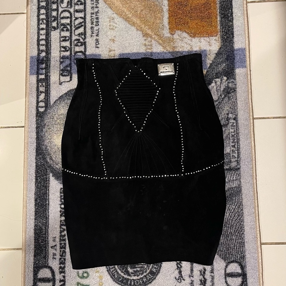 Black leather corset skirt (authentic leather)